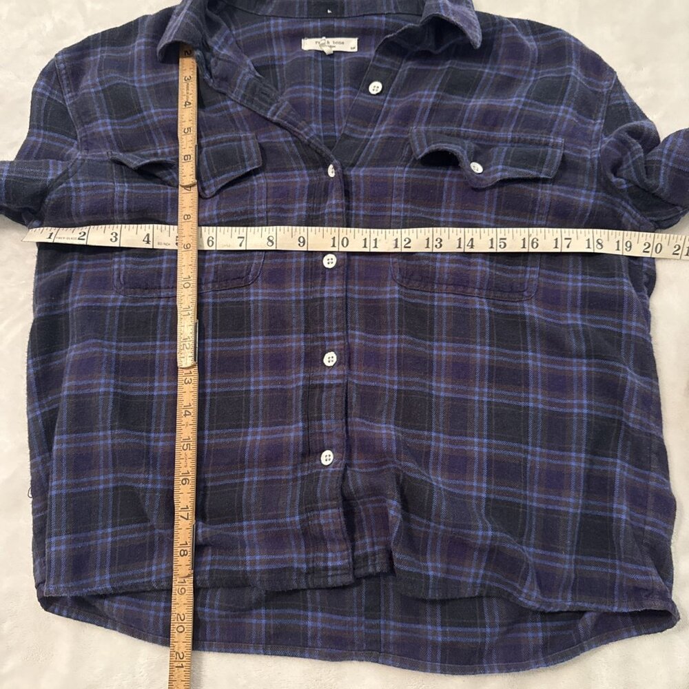 rag & bone Navy and Black Plaid Long-Sleeve Button Shirt with Subtle Purple - Picture 7 of 7